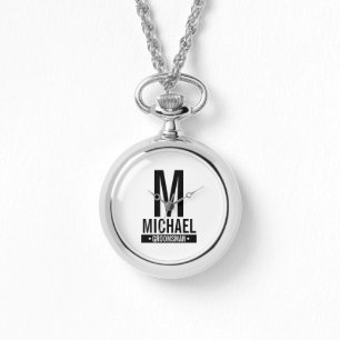 Reloj De Pulsera Monograma y nombre del Groomsman personalizado