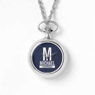 Reloj De Pulsera Monograma y nombre del Groomsman personalizado