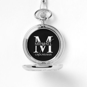 Reloj De Pulsera Monograma y nombre del Groomsman personalizado