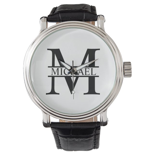 Reloj De Pulsera Monograma y nombre personalizados (Anverso)