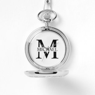 Reloj De Pulsera Monograma y nombre personalizados en blanco