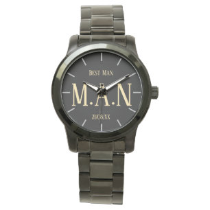 Reloj De Pulsera Monogramado de Groomsman Mejor Hombre Padre Novia