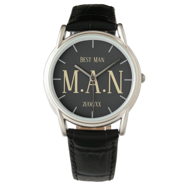 Reloj De Pulsera Monogramado de Groomsman Mejor Hombre Padre Novia  (Anverso)