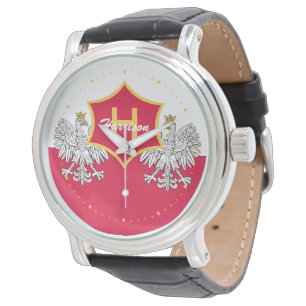 Reloj De Pulsera Monogramado Escudo de águila blanca polaca