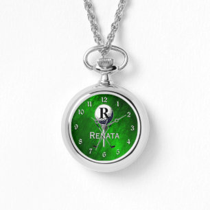 Reloj De Pulsera Monogramado Girly Golf Green
