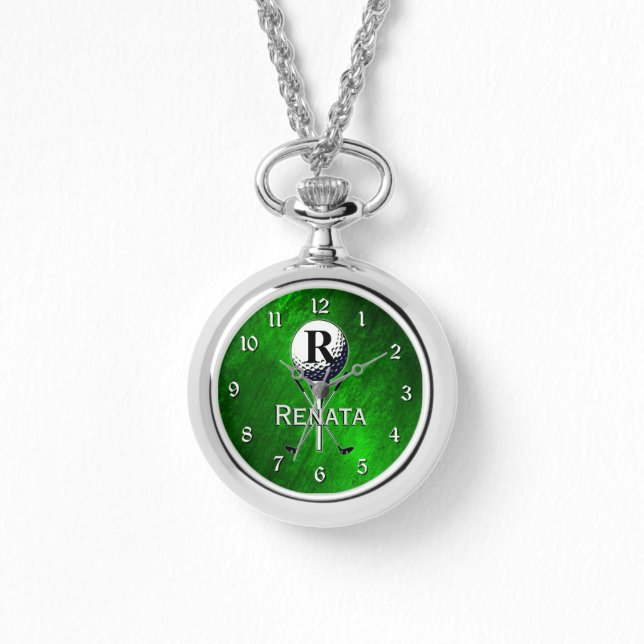 Reloj De Pulsera Monogramado Girly Golf Green (Anverso)