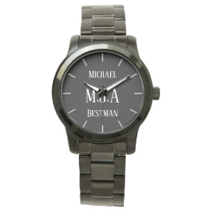 Reloj De Pulsera Monogrammed Groomsman Bestman Padre Groom Bride