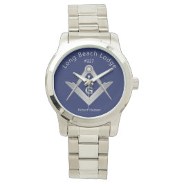 Reloj De Pulsera Monogramo clásico azul y plateado masónico