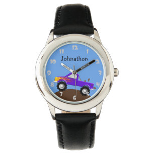 Reloj De Pulsera Monster truck púrpura personalizado