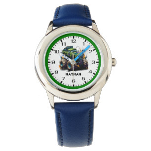 Reloj De Pulsera Monstruo Verde Camión Niños