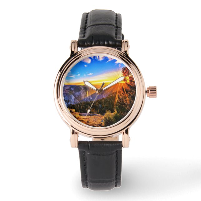 Reloj De Pulsera Montaña con foto de amanecer (Anverso)