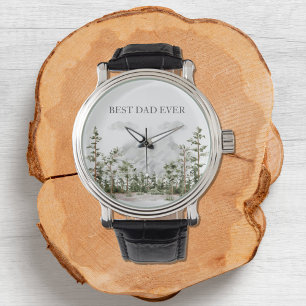 Reloj De Pulsera Montaña y Bosque Personalizados a la Acuarela