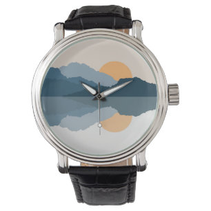 Reloj De Pulsera Montañas azules reflejadas en el lago