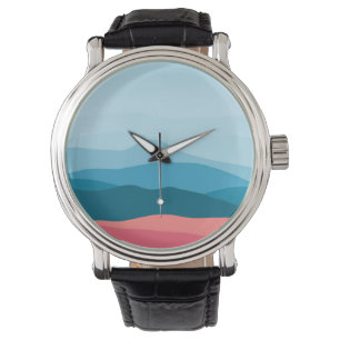 Reloj De Pulsera Montañas modernas abstractas pastel azul rosa
