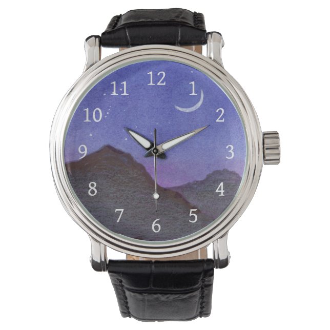 Reloj De Pulsera Montañas Orion & Crescent Moon (Anverso)
