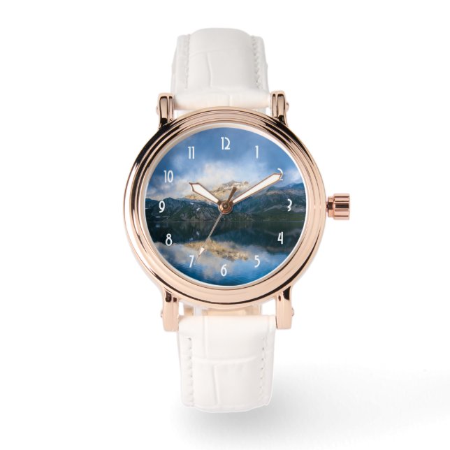 Reloj De Pulsera Montañas y Lago de la Naturaleza Fotografía (Anverso)