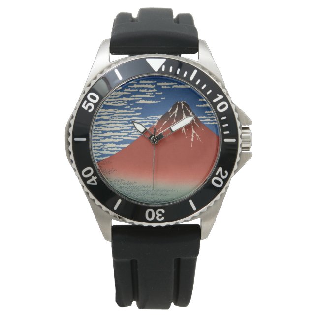 Reloj De Pulsera Monte Fuji en clima transparente (Fuji rojo) (Hoku (Anverso)