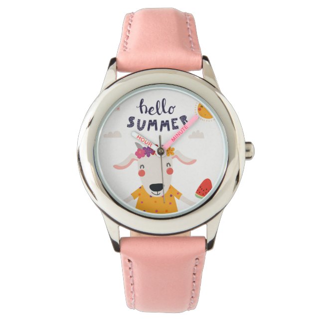 Reloj De Pulsera Montre Enfant Hello Summer Acier inoxydable rose (Anverso)