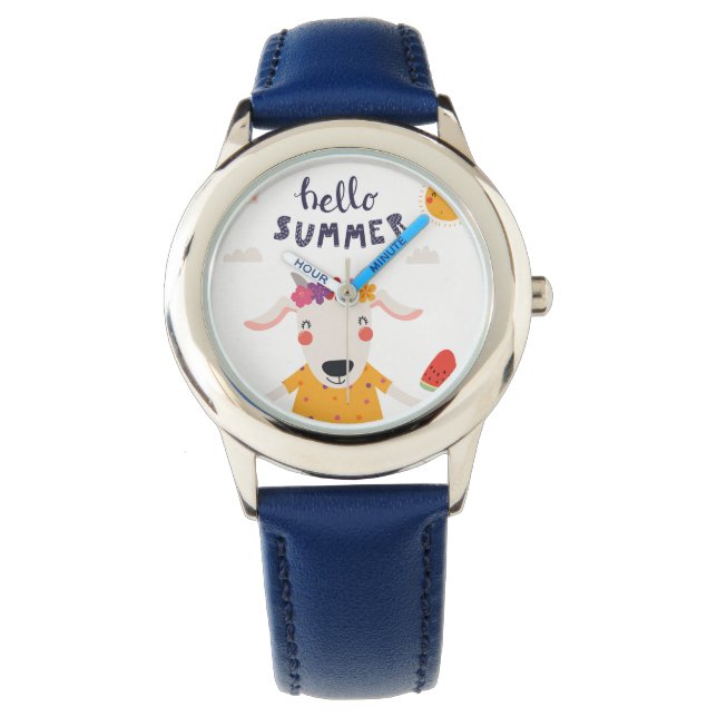 Reloj De Pulsera Montre Enfant Hello Summer Lunette Chiffres  Bleus (Anverso)