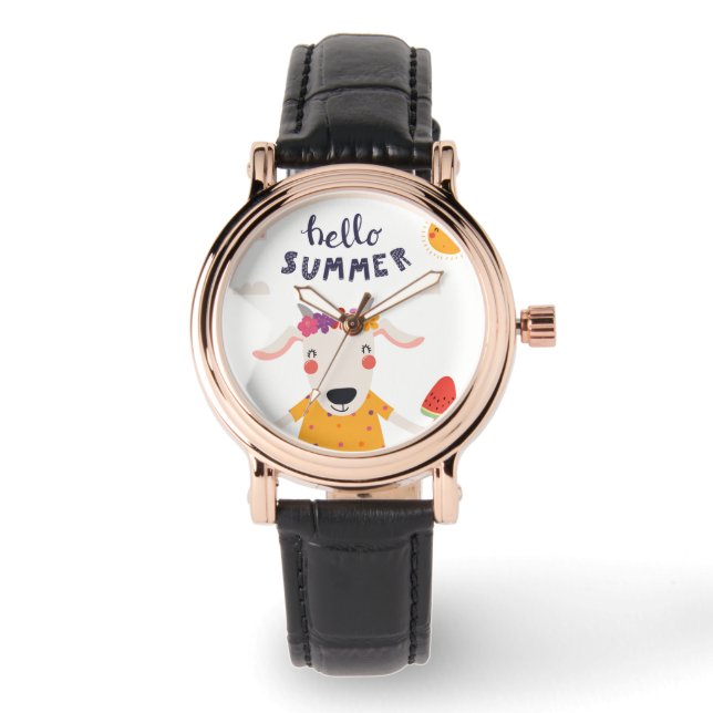 Reloj De Pulsera Montre Femme Hello Summer Carré Cuir Noir (Anverso)
