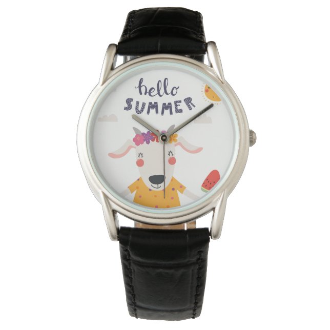 Reloj De Pulsera Montre Hello summer - Classique cuir noir (Anverso)