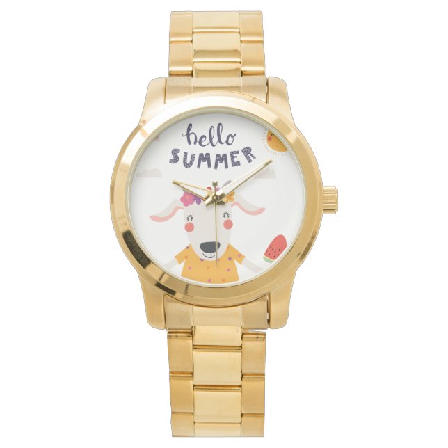 Reloj De Pulsera Montre Hello summer - gros bracelet or (Anverso)