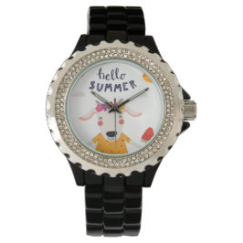 Reloj De Pulsera Montre Hello summer Strass alliage émail noir