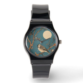 Reloj De Pulsera Montre Moonlit Bird on Blossom Branch