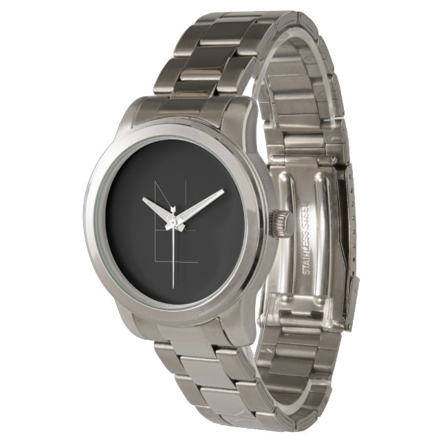 Reloj De Pulsera Montre Pour Hommes (Noble Elégance) Black & White (Angular)