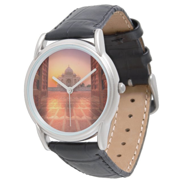 Reloj De Pulsera Monumentos | Taj Mahal, India al atardecer (Angular)