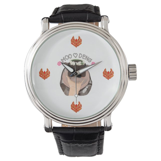 Reloj De Pulsera Moo Deng Hippo de Tailandia para relojes. (Anverso)