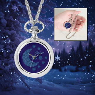Reloj De Pulsera Moon and stars in a blue glitter look - Relax!