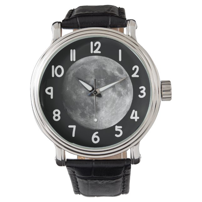Reloj De Pulsera Moon Wrist Watch – Black Night Sky Space Timepiece (Anverso)