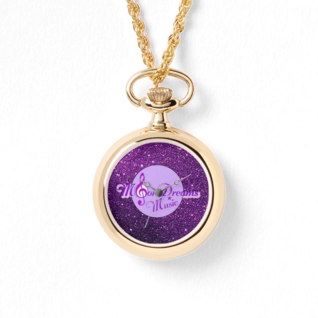 Reloj De Pulsera MoonDreams Music Logo Purple Faux Purpurina (Anverso)