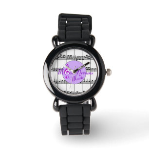 Reloj De Pulsera MoonDreams Music Silver Purpurina Strap Watch