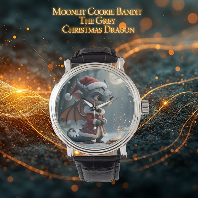 Reloj De Pulsera Moonlit Cookie Bandit – The Grey Christmas Dragon. (Subido por el creador)