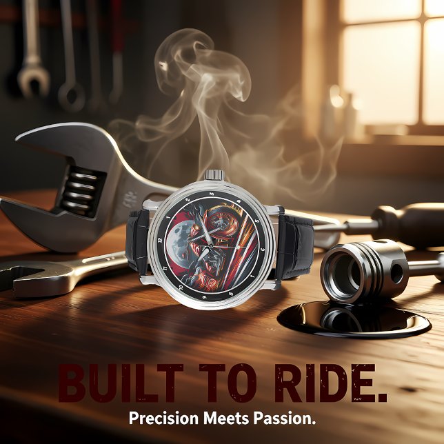 Reloj De Pulsera Moonlit Ride, Fiery Motorcycle Watch (Subido por el creador)