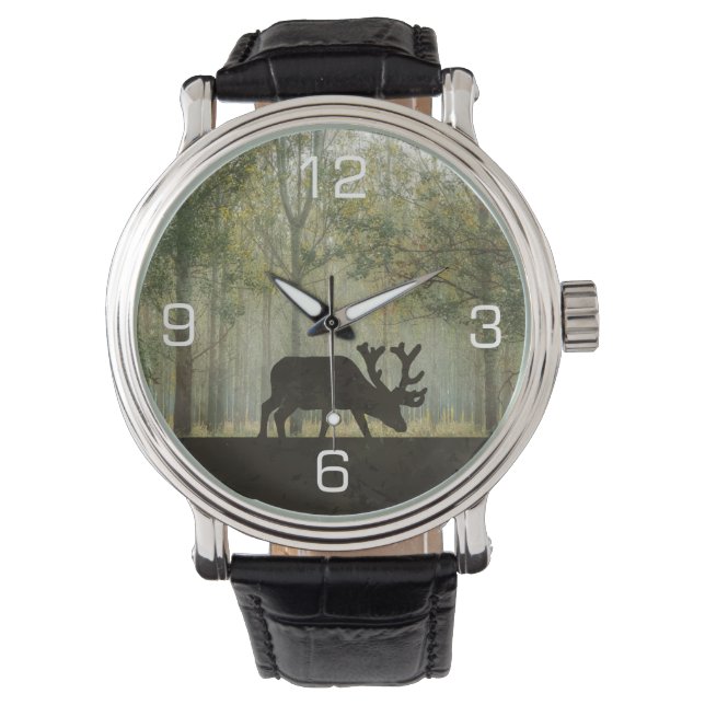 Reloj De Pulsera Moose en el Ilustracion forestal (Anverso)