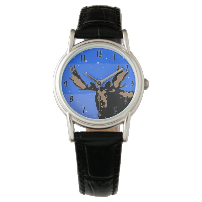 Reloj De Pulsera Moose in Winter - Original Wildlife Art (Anverso)