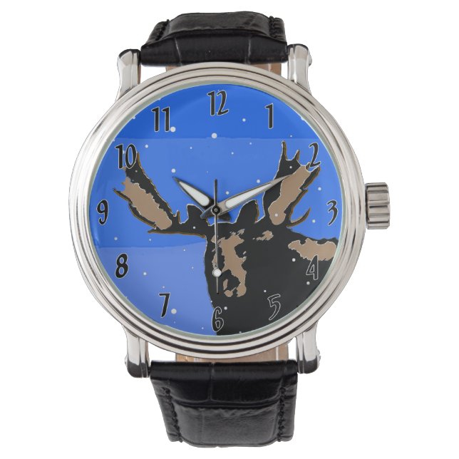 Reloj De Pulsera Moose in Winter - Original Wildlife Art (Anverso)