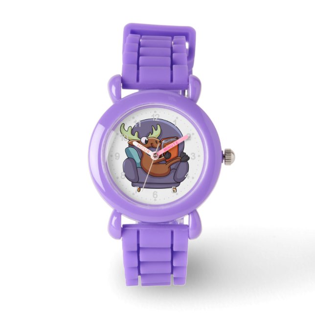 Reloj De Pulsera Moose leyendo un libro en un sofá | elegir el colo (Anverso)