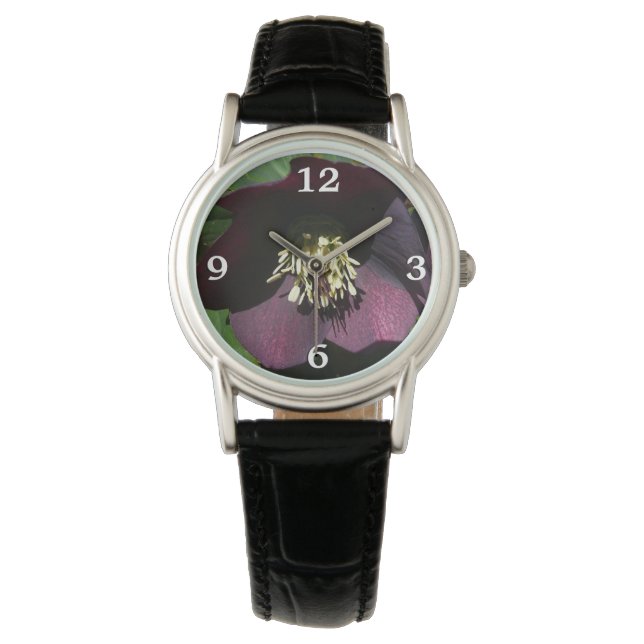 Reloj De Pulsera Morado Rosa de Cuaresma, flor de Pascua (Anverso)
