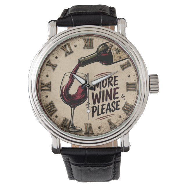 Reloj De Pulsera More Wine Please Rustic Home Bar (Anverso)