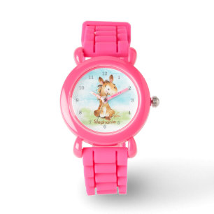 Reloj De Pulsera Morena acuarela pequeño caballo