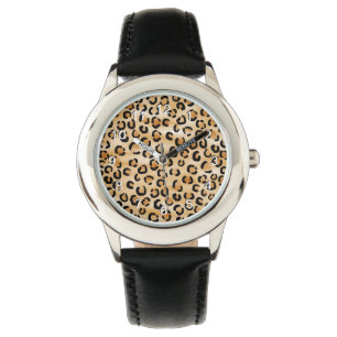 Reloj De Pulsera Moreno, negro y modelo del estampado leopardo de
