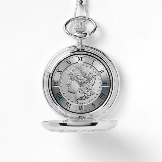 Reloj De Pulsera Morgan Conmemorativo del dólar plateado en el olvi (Anverso)