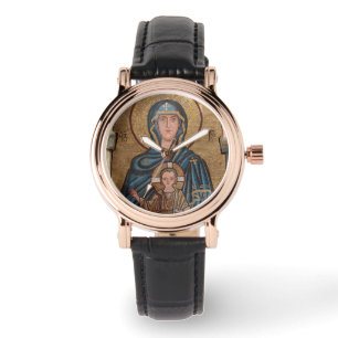 Reloj De Pulsera Mosaico de la Virgen María y Jesús