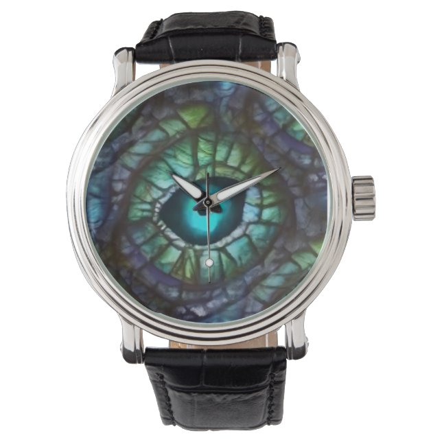 Reloj De Pulsera Mosaico de ojo azul abstracto verde (Anverso)