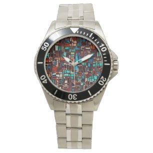 Reloj De Pulsera mosaico de vidrio manchado abstracto