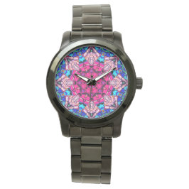 Reloj De Pulsera Mosaico rosa Mandala Floral Psicodélico Retro